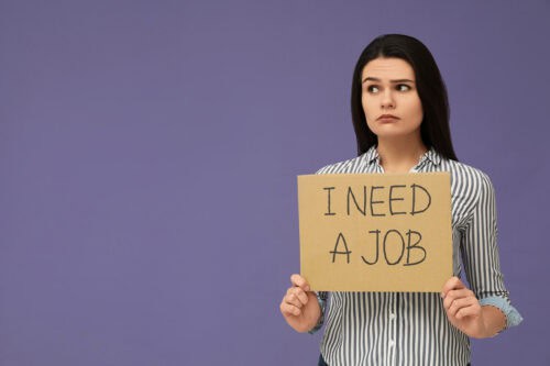 young woman looking for a job